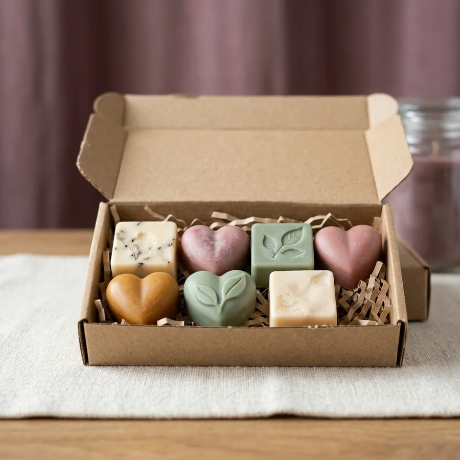 Wax melt sampler in a kraft box